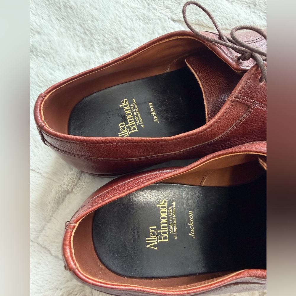 $395 Allen Edmonds Jackson Brown Lace Up Derby Oxford Leather Shoes 11 Wide - Picture 8 of 9